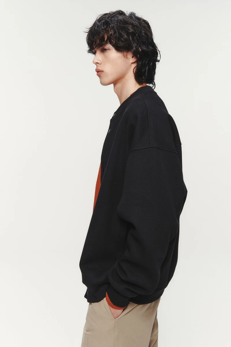 H&M  Loose Fit Waffled cardigan for Men | Best Price UAE